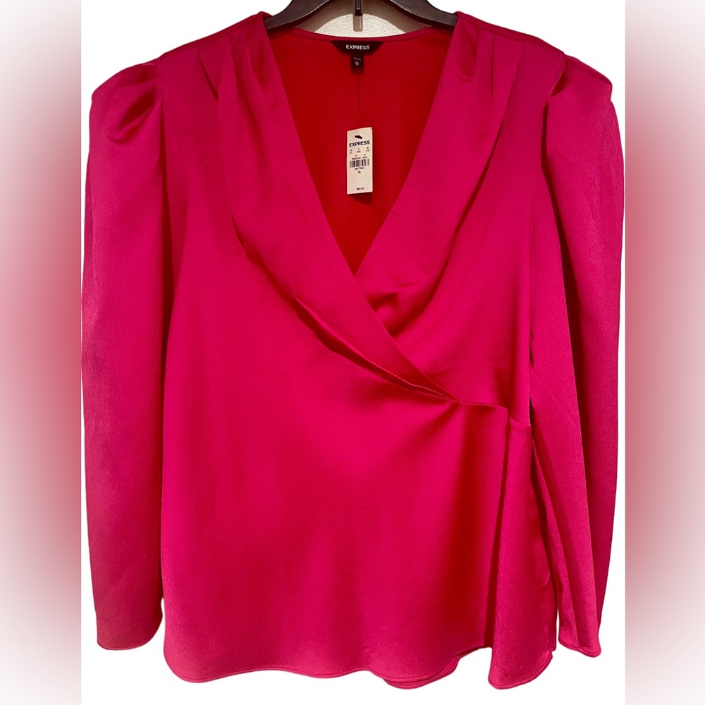 Express Women’s Fuchsia long Sleeve Blouse Size XL